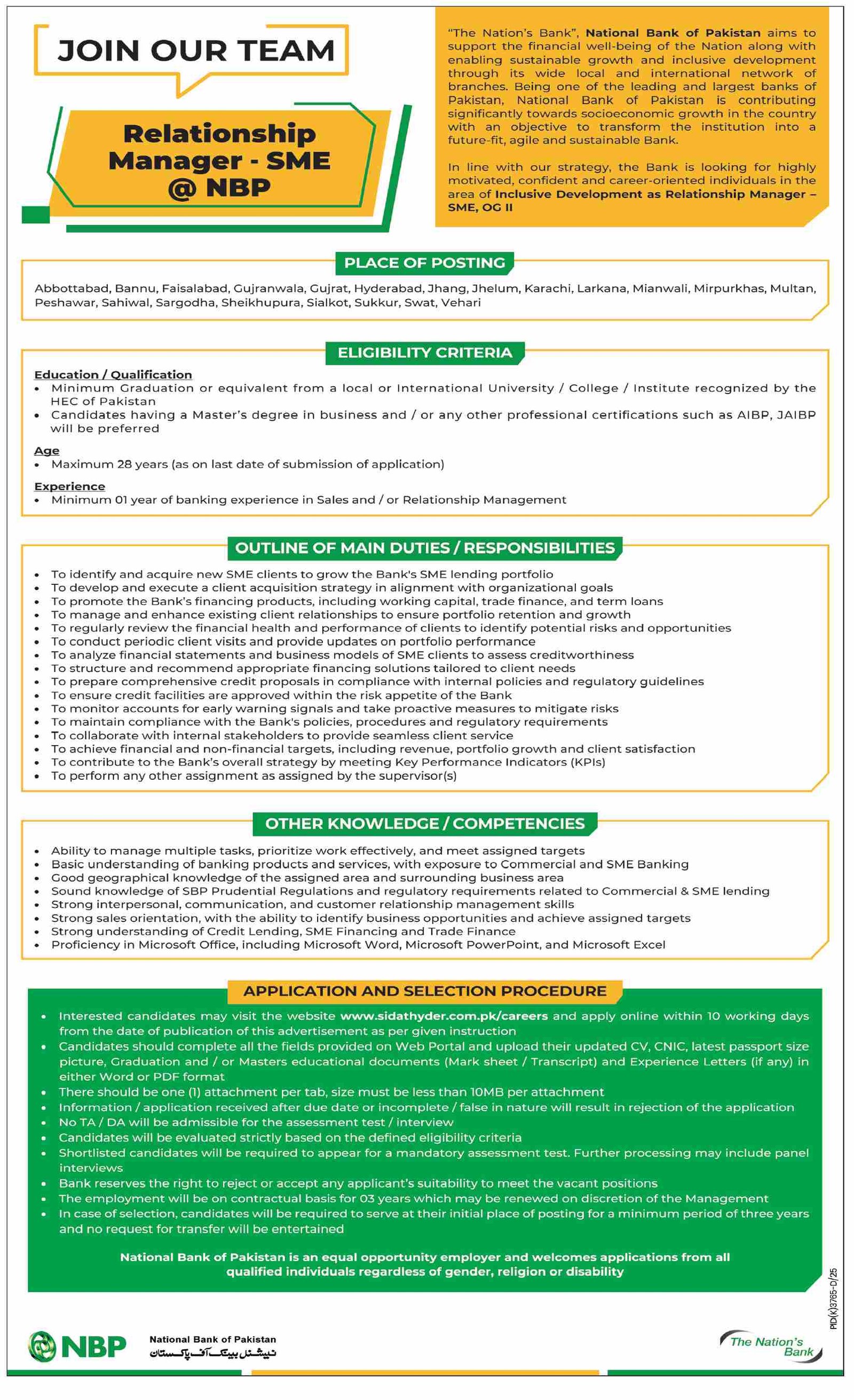 National Bank of Pakistan NBP Jobs 2026 — original advertisement