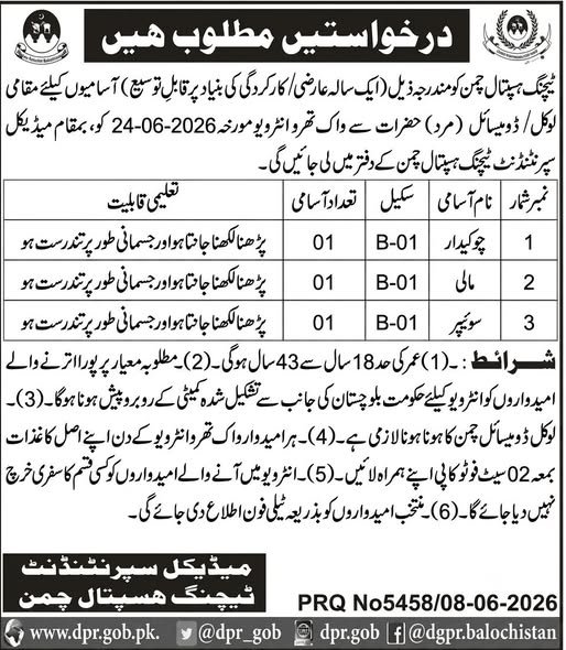 Teaching Hospital Chaman Jobs 2026 — original advertisement