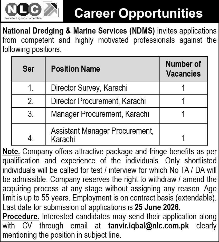 National Logistics Corporation (NLC Jobs 2026 — original advertisement