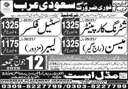 Steel Fixer & Labor Jobs 2026 In Saudi Arabia — original advertisement