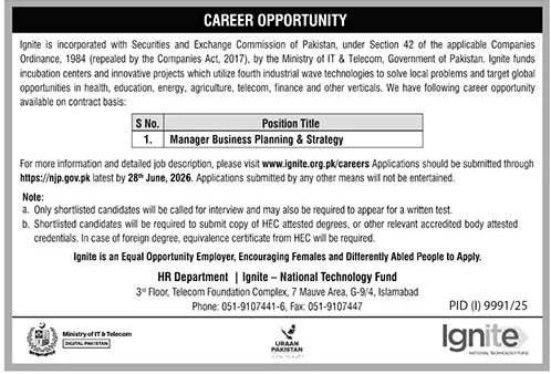 Ministry Of IT & Telecom Islamabad Job 2026 — original advertisement