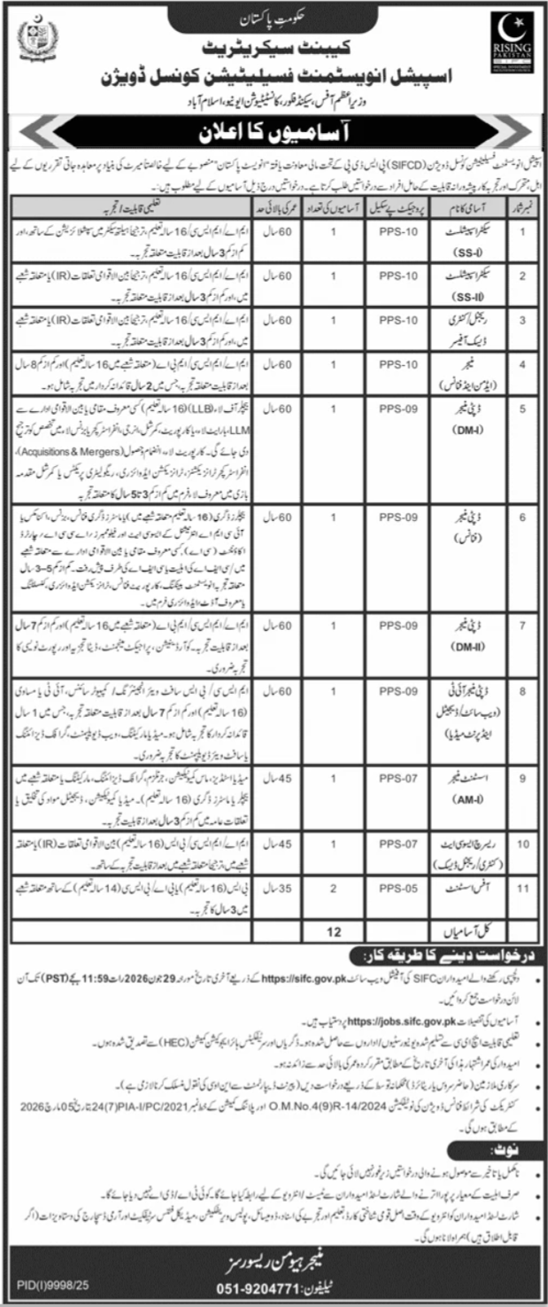 Cabinet Secretariat Islamabad Jobs 2026 — original advertisement