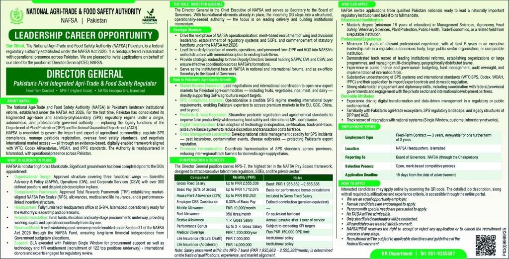 National Agri Trade And Food Safety Authority Job Notice — original advertisement