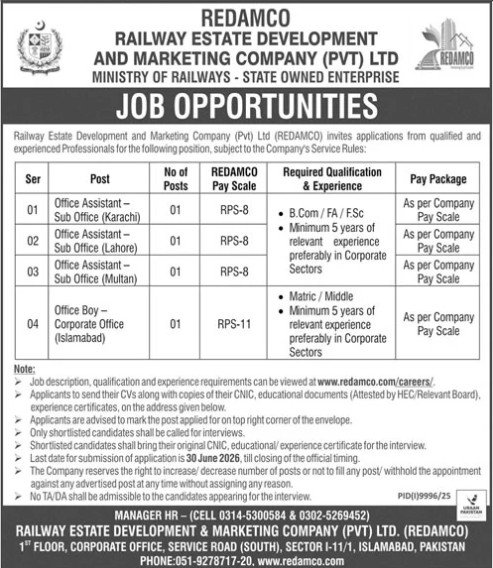 Railway Estate Development and Markting Jobs 2026 — original advertisement