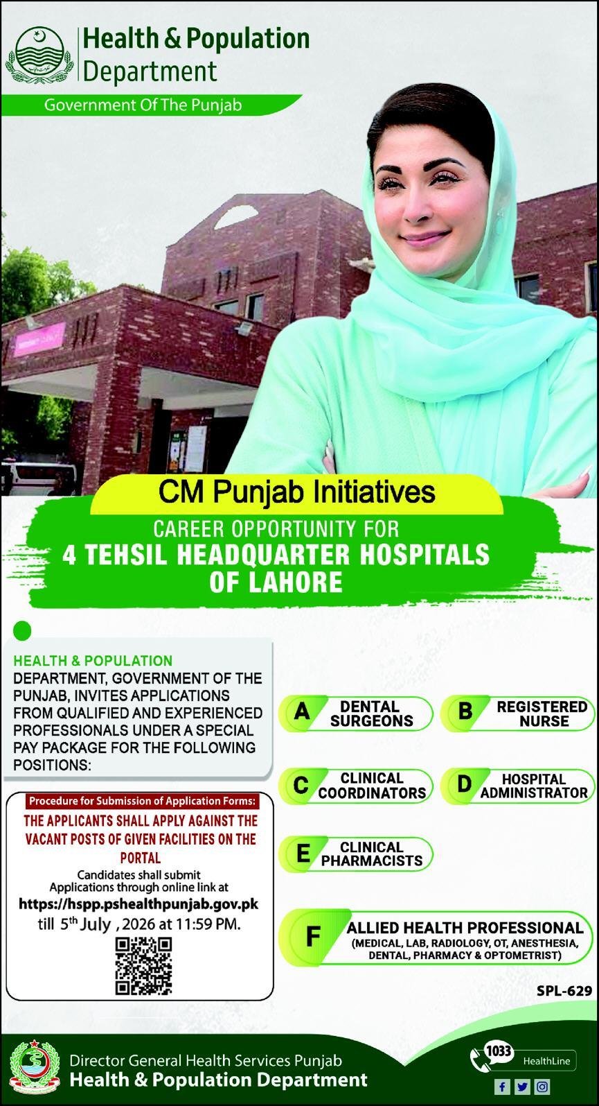 Health & Population Department Jobs 2026 For Dental Surgeons — original advertisement