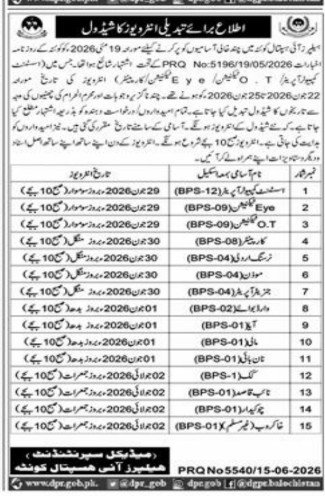 Helper Eye Hospital Quetta Jobs 2026 — original advertisement