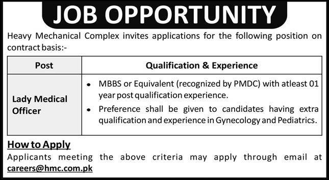 Heavy Mechanical Complex HMC Taxila Jobs 2026 — original advertisement