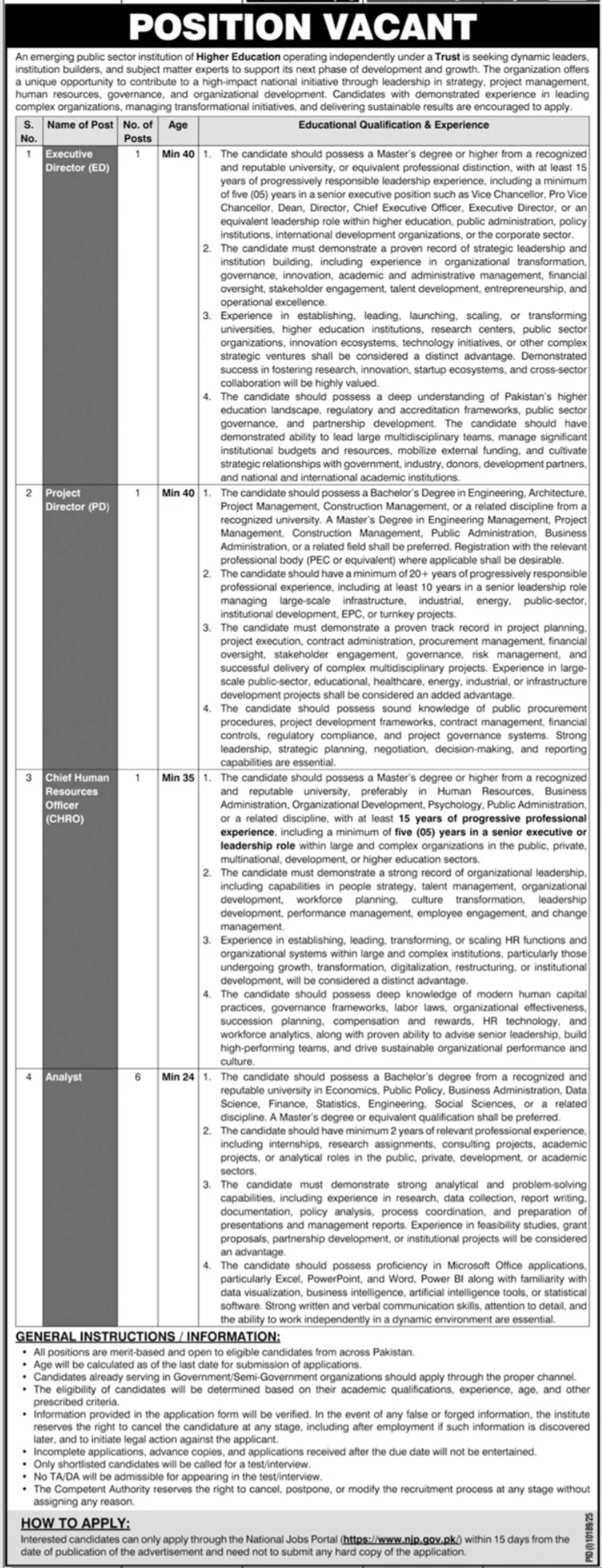 Public Sector Institution Karachi Jobs 2026 — original advertisement