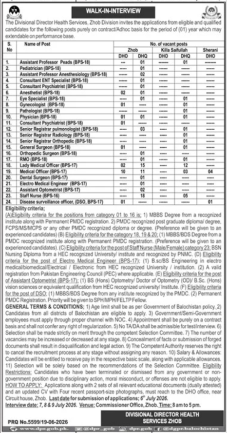 Walk In Interviews For Jobs At Director Health Services — original advertisement