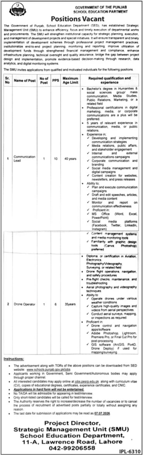 School Education Department Jobs 2026 — original advertisement
