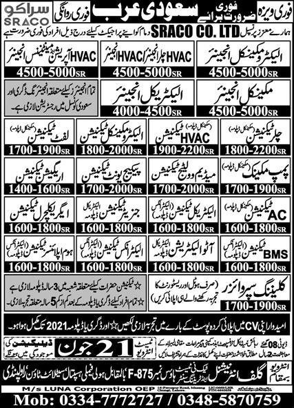 HVAC Chiller Engineer & Auto Electrician Jobs 2026 — original advertisement