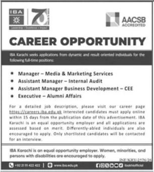 Institute Of Business Administration IBA Karachi Jobs — original advertisement