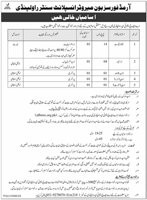 Armed Forces Bone Marrow Transplant Centre AFBMTC Jobs 2026 — original advertisement