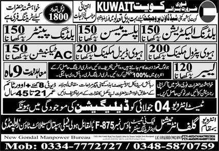Heavy Pertroling Mechanic And Labour Jobs in Kuwait 2026 — original advertisement