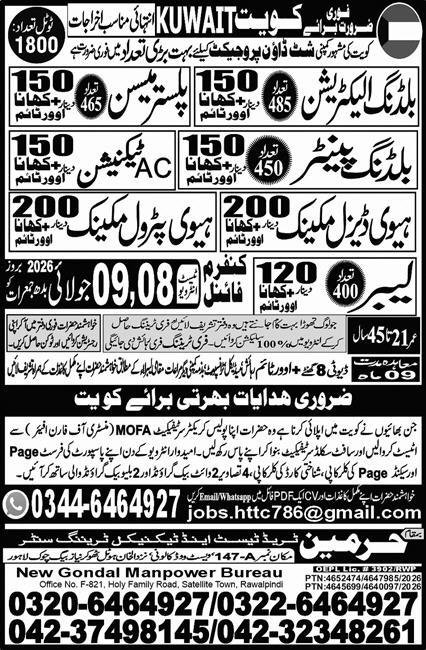 AC Technician & Building Electrician Jobs 2026 In Kuwait — original advertisement