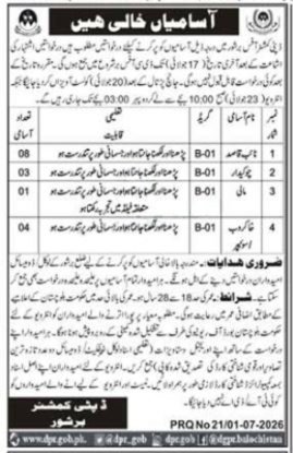 Deputy Commissioner DC Barshore Jobs 2026 — original advertisement