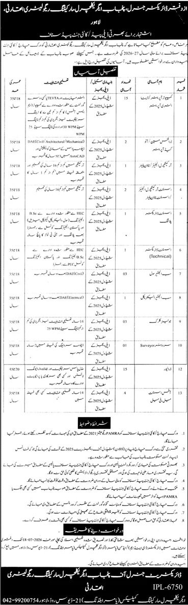 Directorate General, Punjab Agricultural Marketing Jobs 2026 — original advertisement