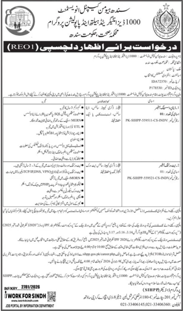 Health Department Karachi Jobs 2026 — original advertisement