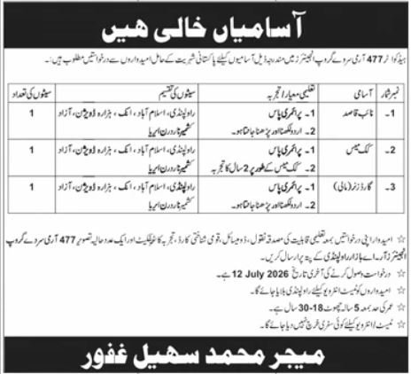 Headquarter 477 Army Survey Group Engineers Jobs 2026 — original advertisement