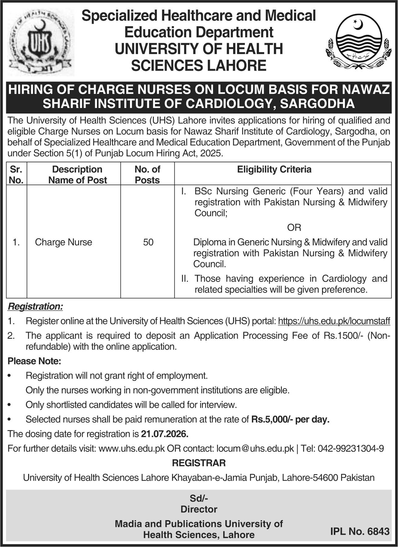 Specialized Healthcare & Medical Education Department Job — original advertisement