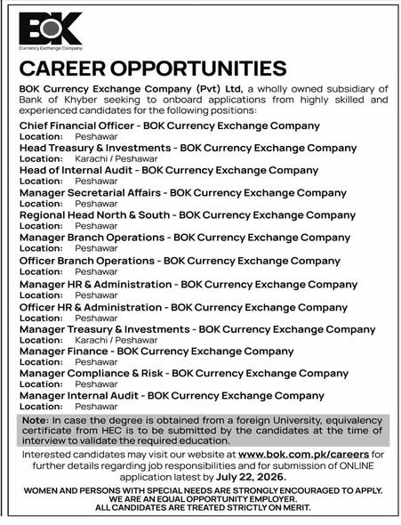 Bank of Khyber Bok Jobs 2026 — original advertisement