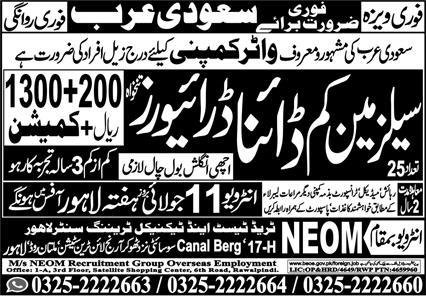 Salesman Cum Dyna Driver Jobs 2026 In Saudi Arabia — original advertisement