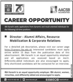 Institute Of Business Administration IBA Karachi Job 2026 — original advertisement