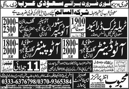 Auto Painter & Auto Store Keeper Jobs 2026 In Saudi Arabia — original advertisement