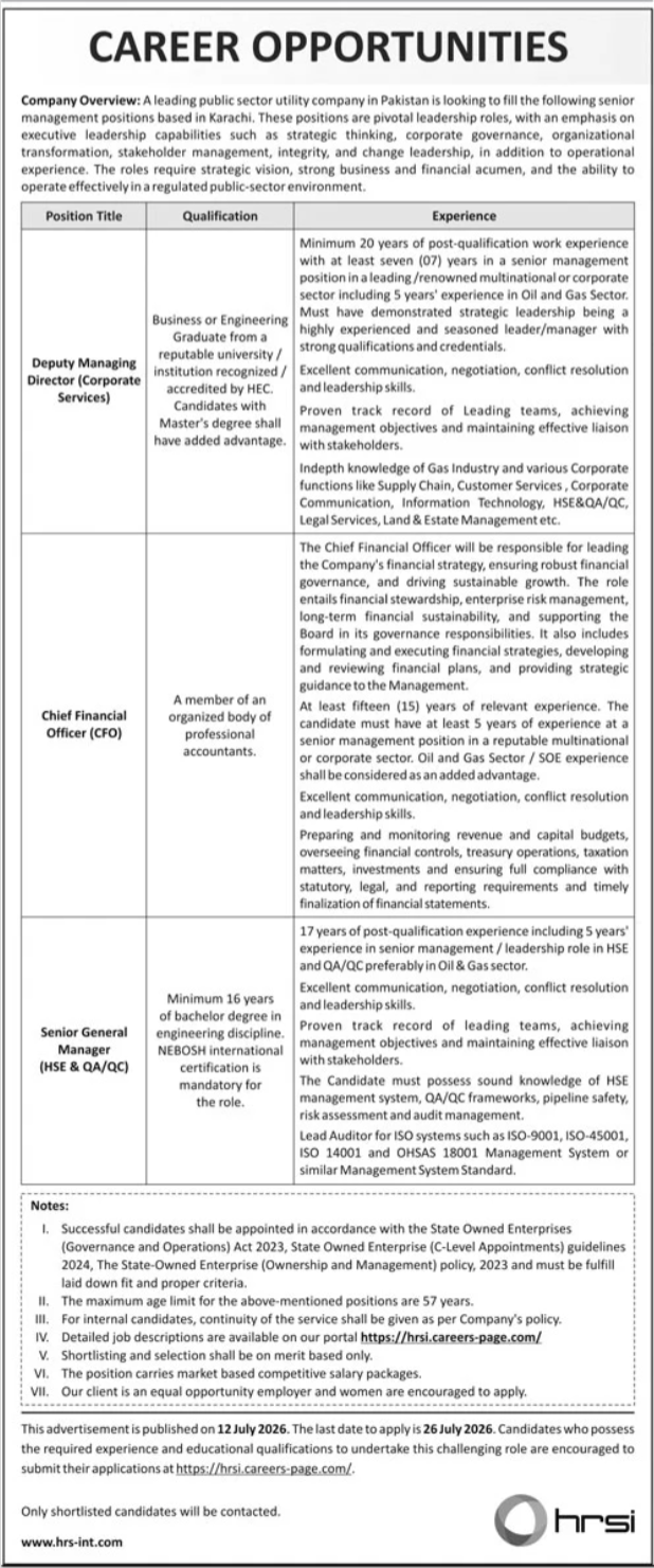 Human Resource Solution International HRSI Karachi Jobs 2026 — original advertisement