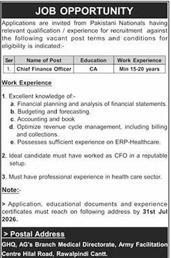 General Head Quarter GHQ Rawalpindi Jobs 2026 — original advertisement