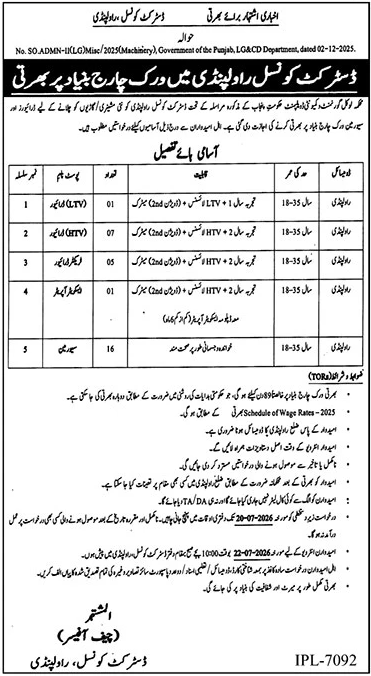 District Council Rawalpindi Jobs 2026 — original advertisement