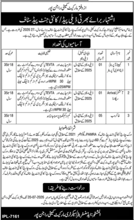 Market Committee Rajanpur Jobs 2026 — original advertisement