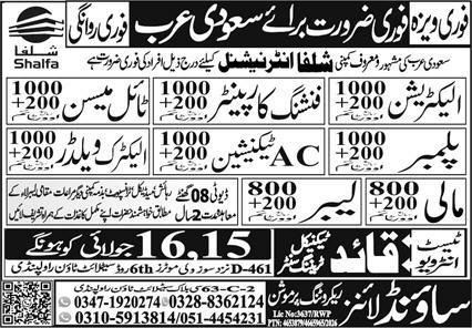 AC Technician & Electric Welder Jobs 2026 In Saudi Arabia — original advertisement