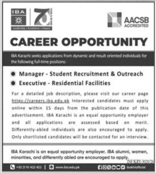 Institute Of Business Administration IBA Karachi Jobs 2026 — original advertisement