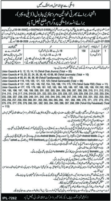 Health & Population Department Faisalabad Job 2026 — original advertisement