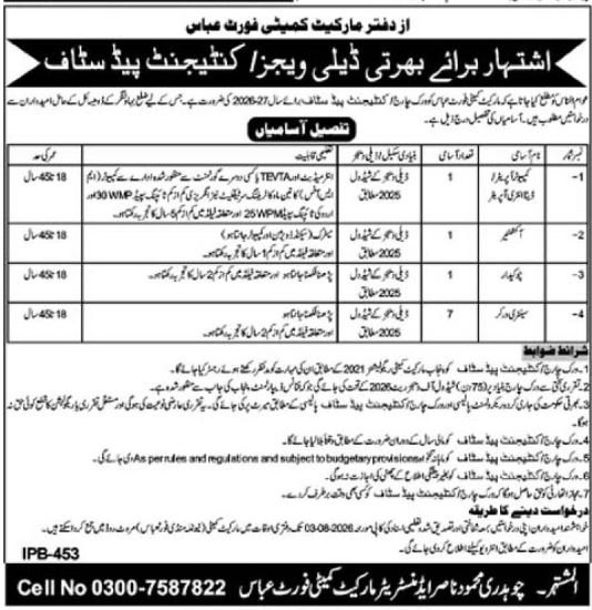 Market Committee Fort Abbas Jobs 2026 — original advertisement