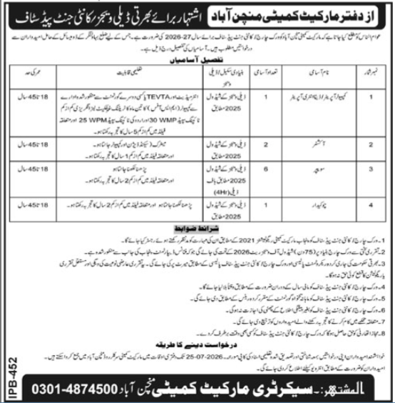 Market Committee Minchinabad Jobs 2026 — original advertisement