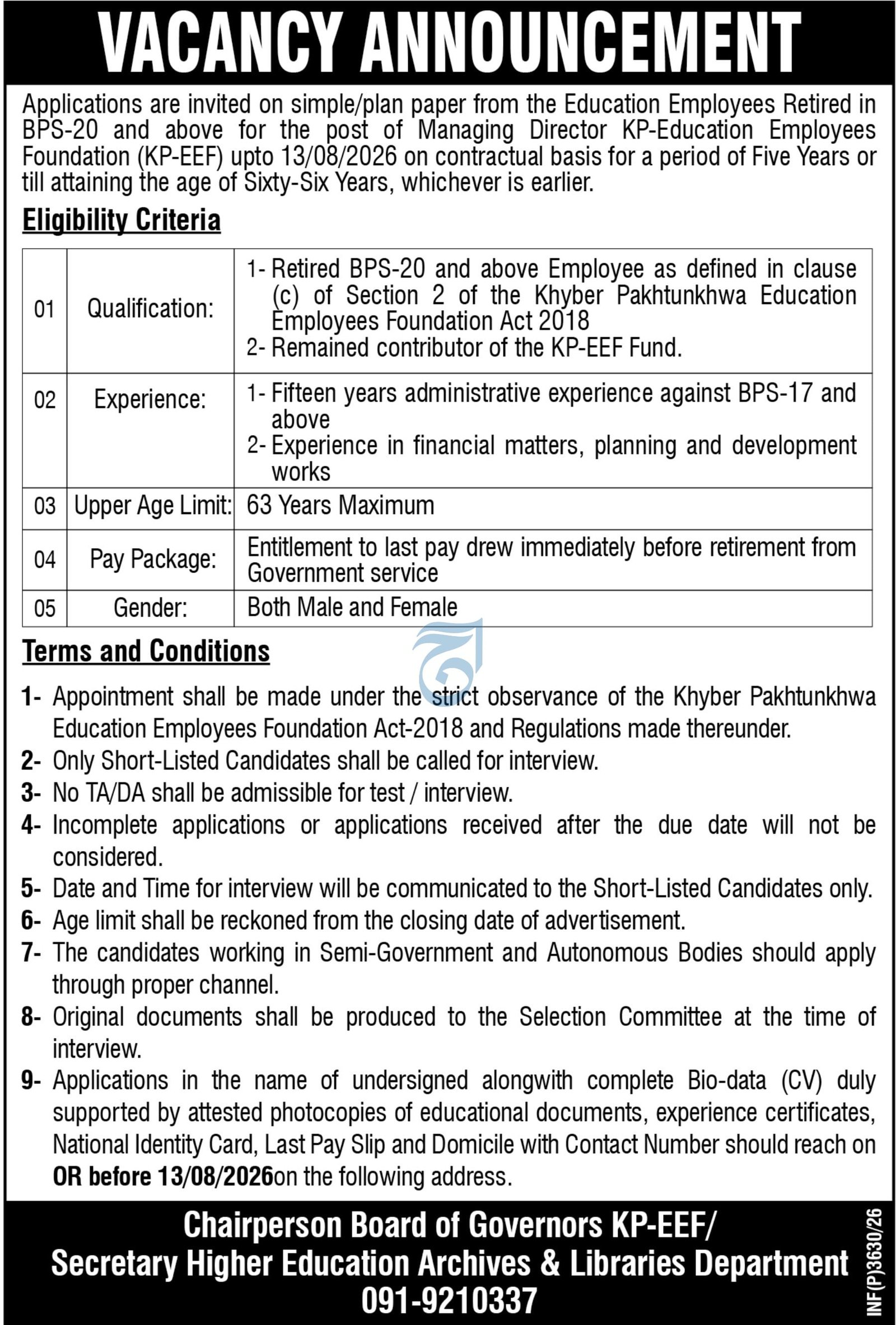Secretary Higher Education Archives & Libraries Jobs 2026 — original advertisement