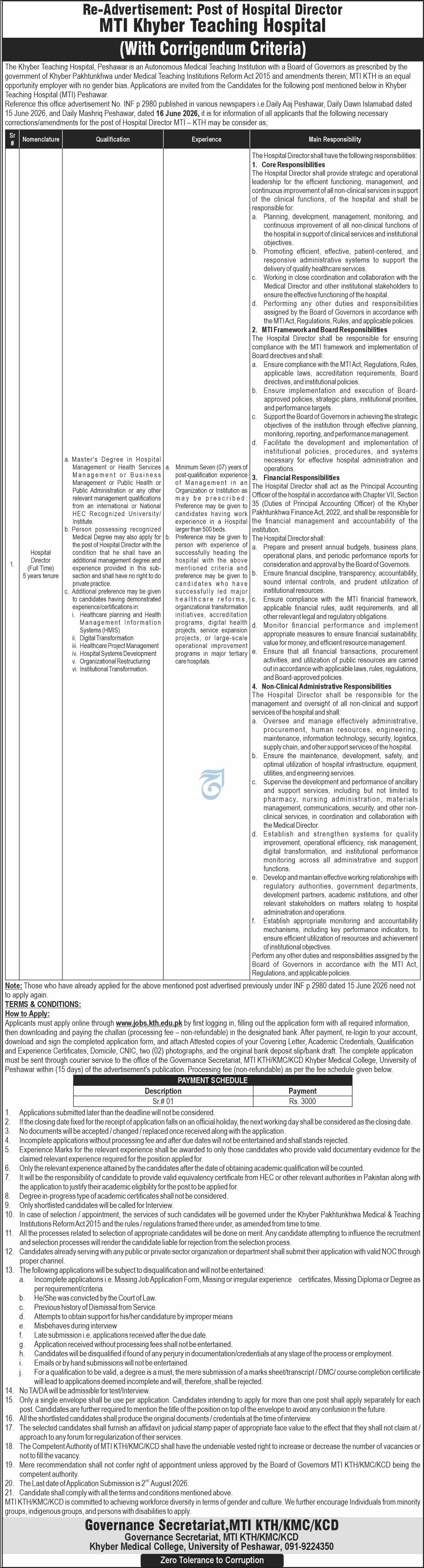 MTI Khyber Teaching Hospital Jobs 2026 — original advertisement
