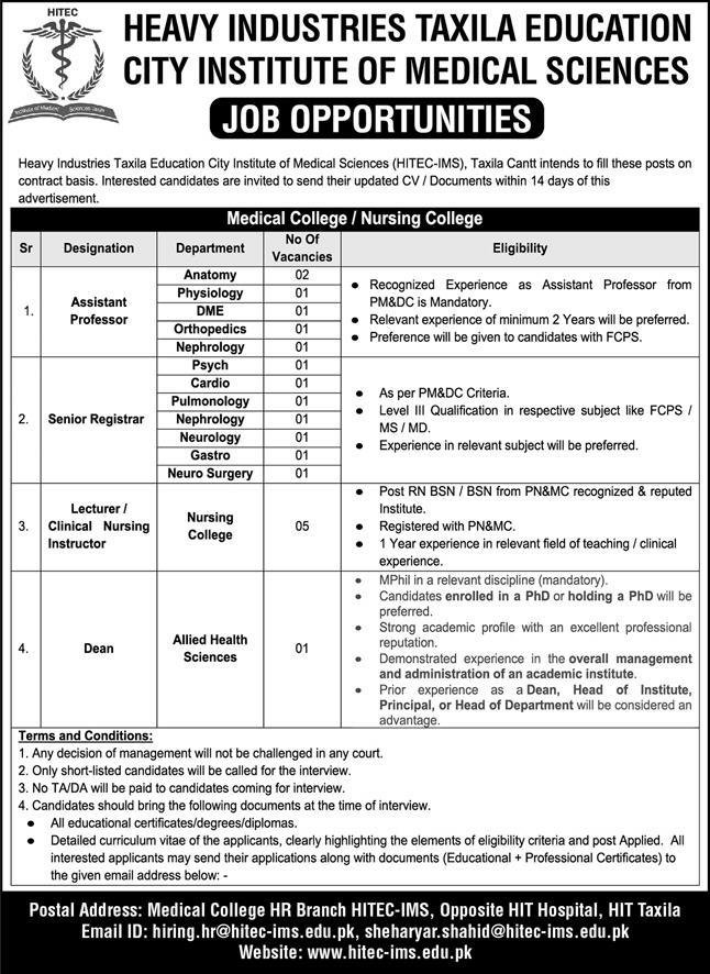 Heavy Industries Taxila Jobs 2026 — original advertisement