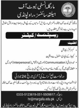 Margalla Institute Of Health Sciences Rawalpindi Job 2026 — original advertisement