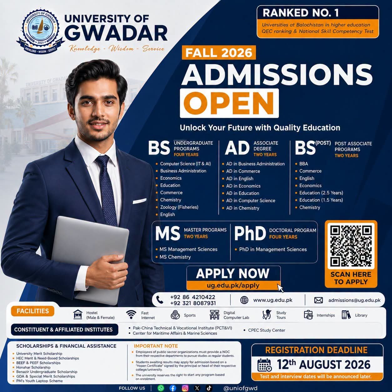 Admissions are open for the Fall 2026 University of Gwadar — original advertisement