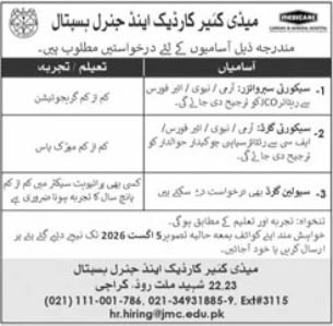 Medicare Cardiac & General Hospital Karachi Jobs 2026 — original advertisement