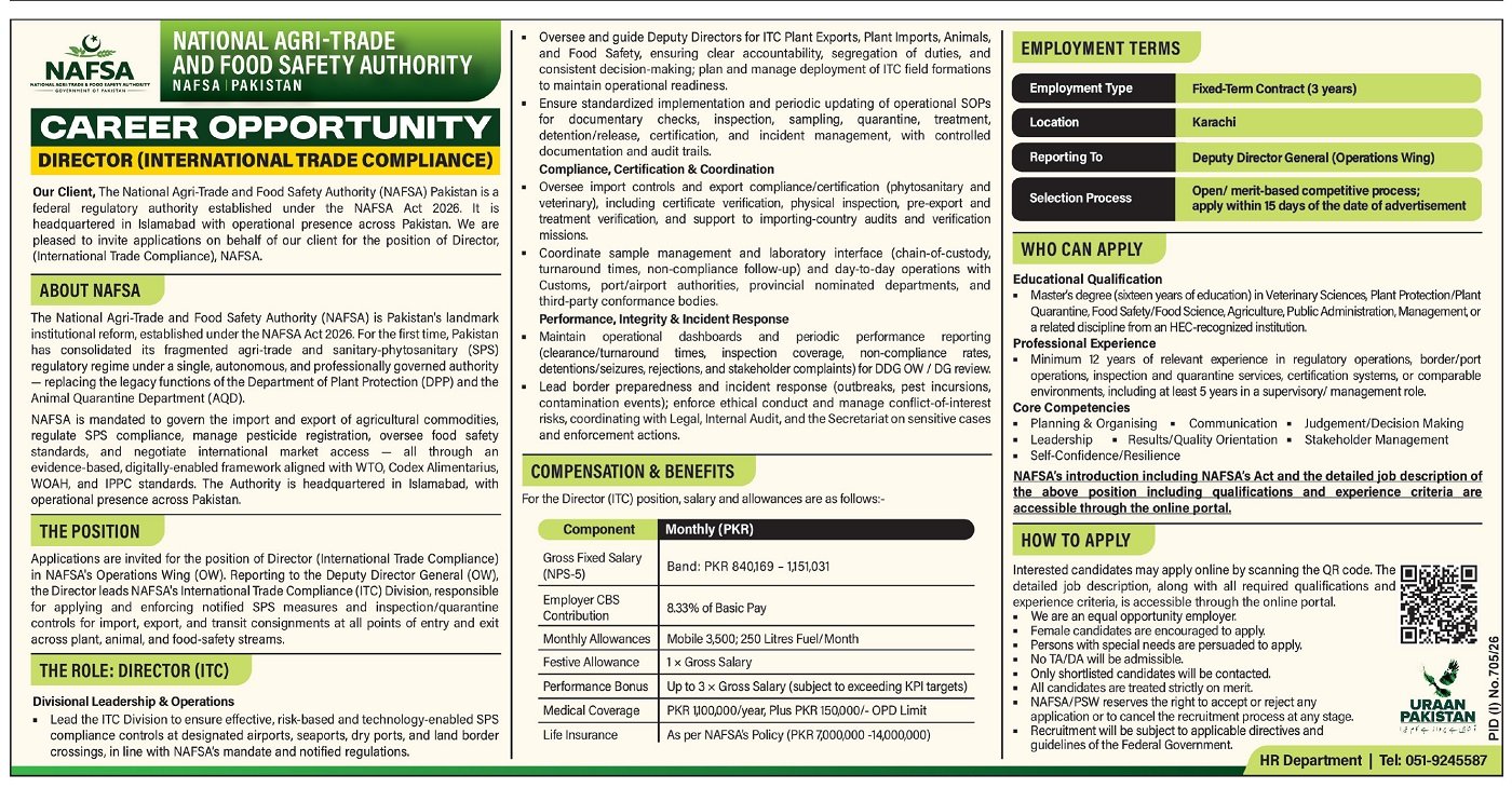 National Agri Trade And Food Safety Authority Jobs 2026 — original advertisement