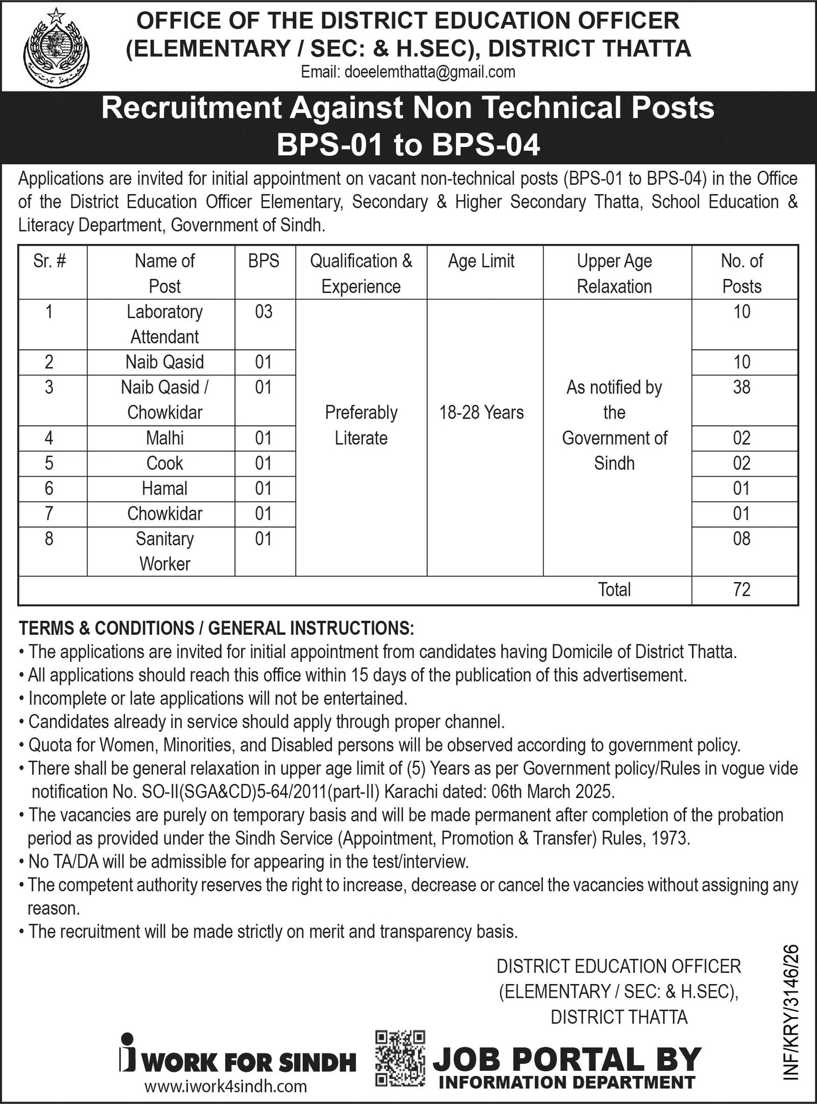 School Education And Literacy Department Jobs 2026 — original advertisement