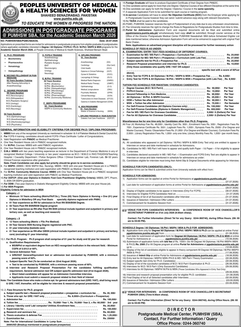 Admission OpenPeoples University of Medical & Health Science — original advertisement