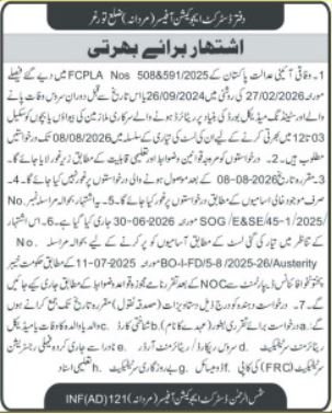 District Education Officer Torghar Jobs 2026 — original advertisement