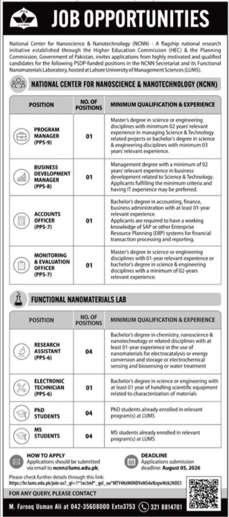 National Center For Nanoscience & Nanotechnology NCNN Jobs — original advertisement