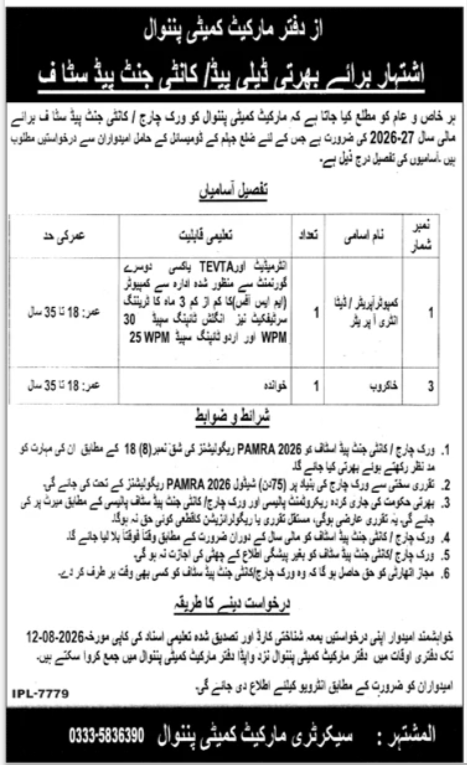 Municipal Committee MC Panwal Jobs For Data Entry Operator — original advertisement