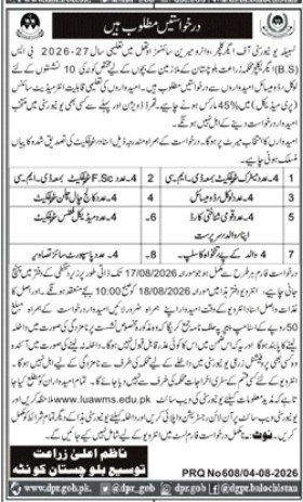 Admission Open in Lasbela University of Agriculture — original advertisement
